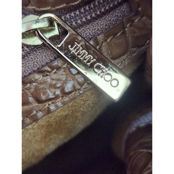 Jimmy Choo Rosabel Large Handbag Day Stainpea Mock Crock Nude Pre-owned Read!!! - Picture 8 of 16